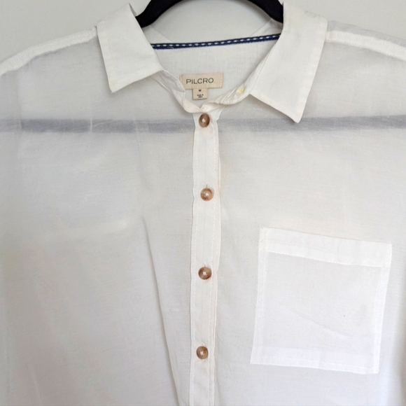 Pilcro Button Up Western Style White Shirt Size M - Picture 3 of 5